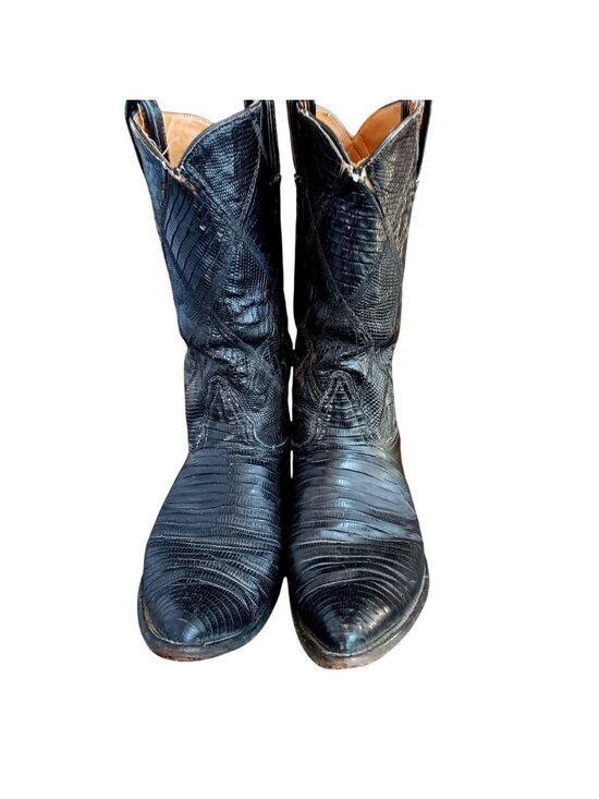 Gold Label 1950\'s Teju Lizard Vintage Tony Lama Cowboy Boots Mens 8D Patchwork main image 14